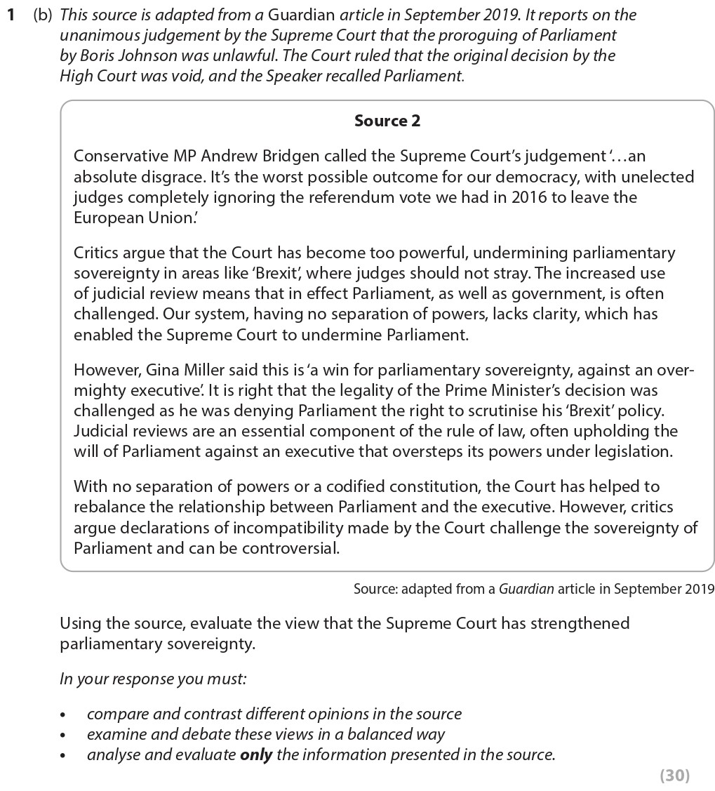 Using-the-source,-evaluate-the-view-that-the-Supreme-Court-has-strengthened-parliamentary-sovereignty-Edexcel-A-Level Politics-Question 1-2021-Paper 2.png